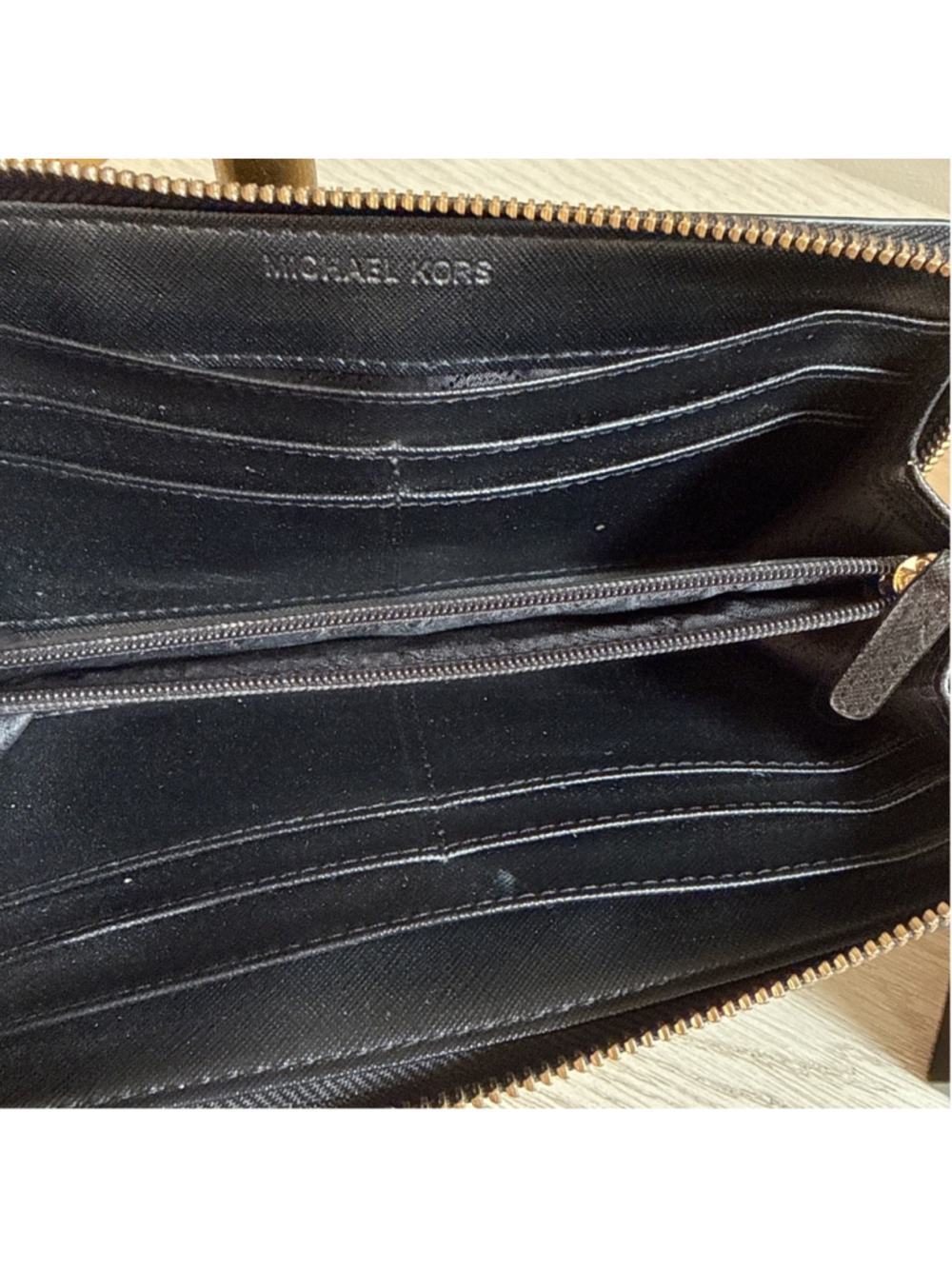 Michael Kors Jet Set Continental Black Patent Leather Wallet Zip Around NWOT - Picture 5 of 8